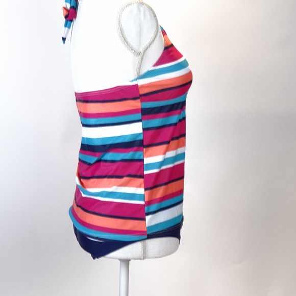 Charm Leaks High Striped Swimsuit Size M Tankini - Picture 5 of 8